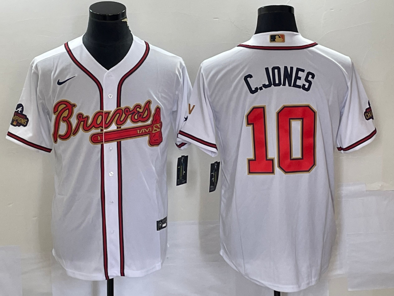 Men's Atlanta Braves Chipper Jones #10 White Jersey